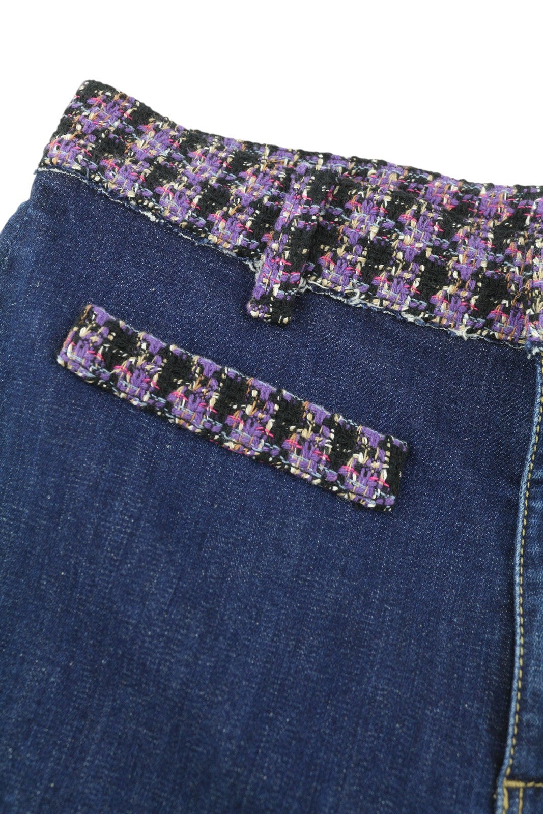 LIU JO Fringed Women Jeans 42 High Waist Flare Blue Denim Zip Fly Logo