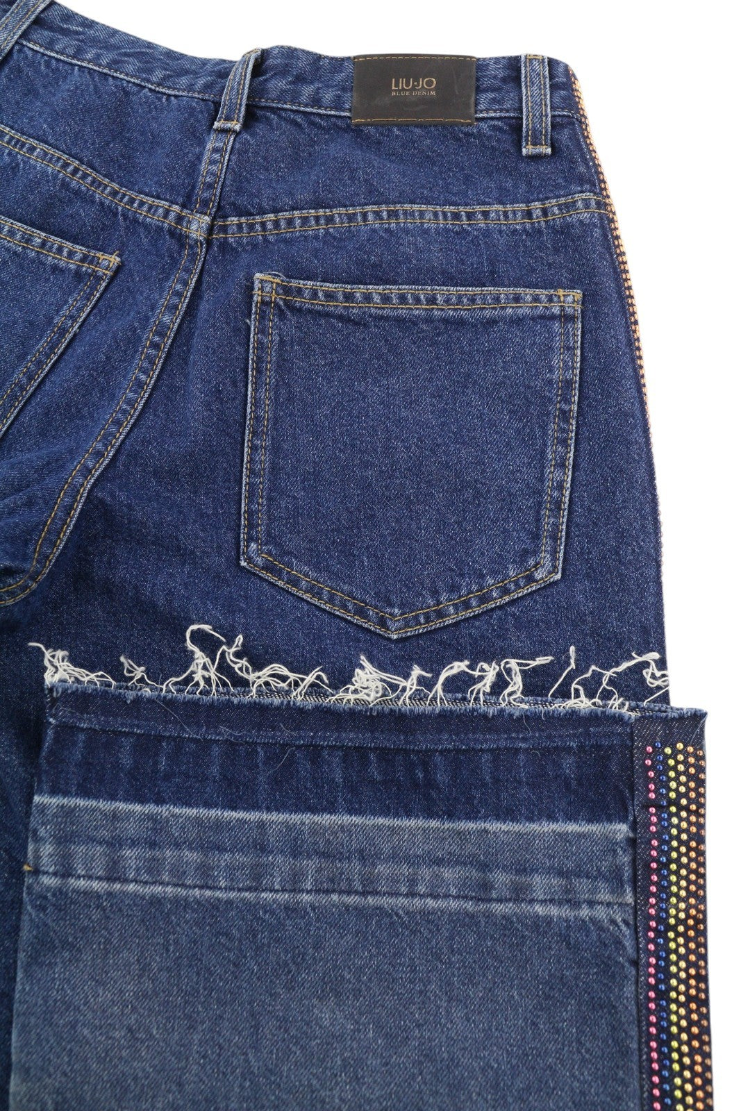 LIU JO Cropped Women Jeans W28 High Waist Flare Washed Blue Denim Zip