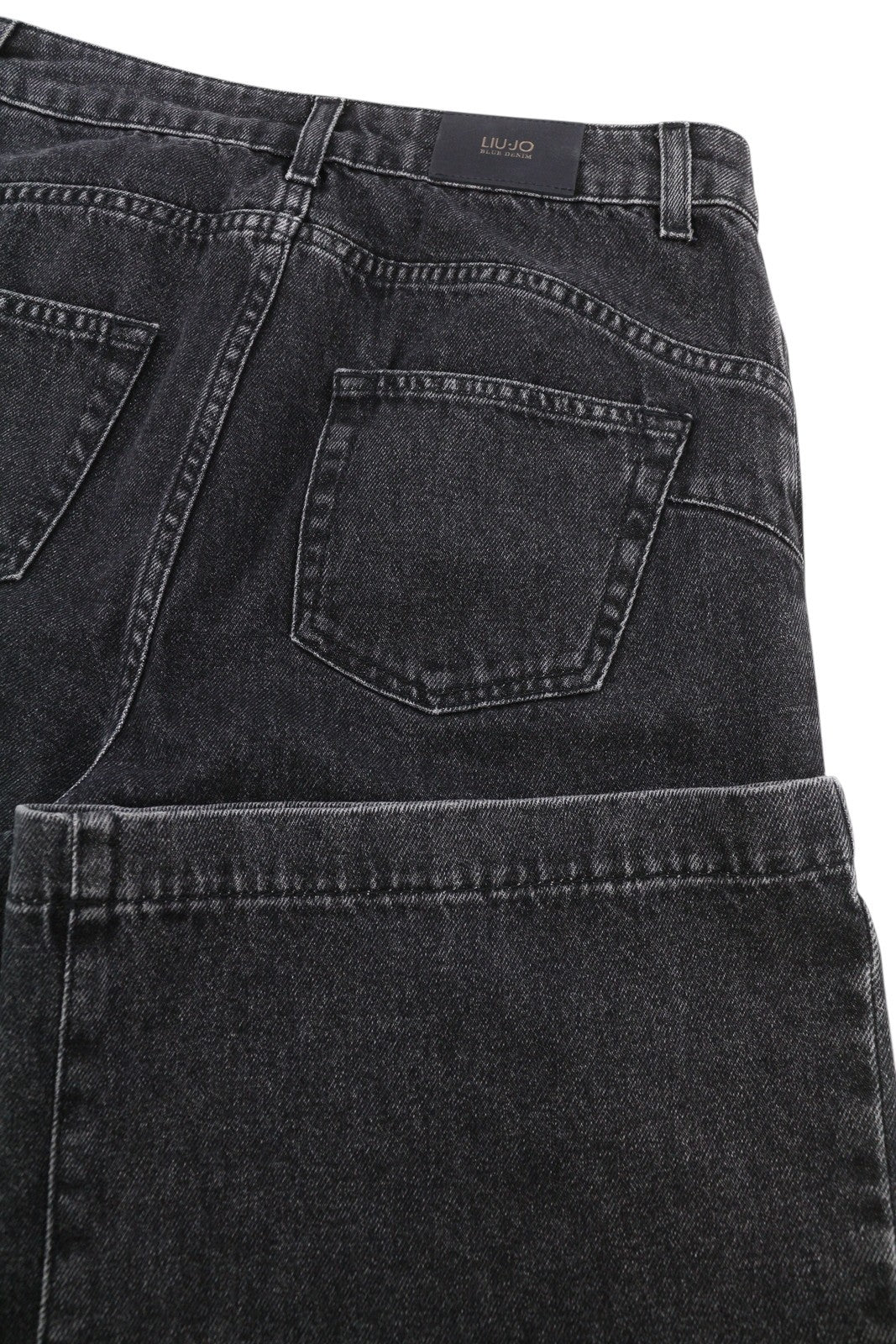 LIU JO Cropped Flare Women Jeans W28 Black Denim High Waist Ankle Zip