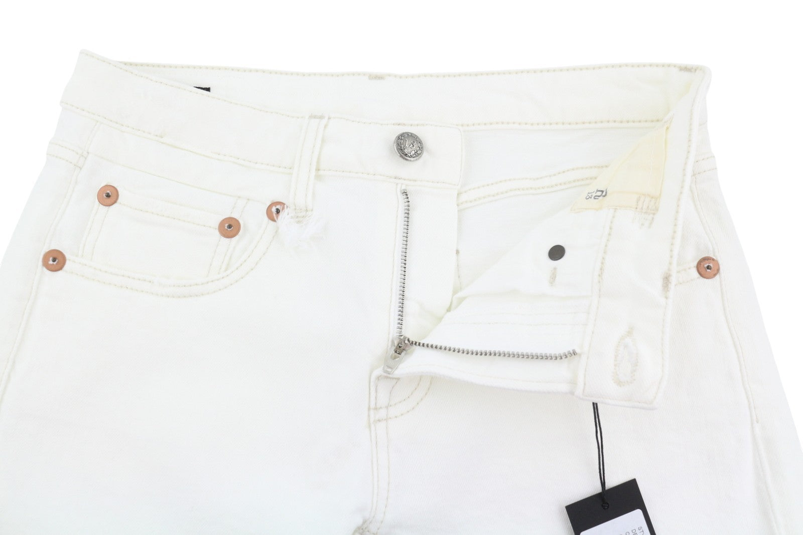 R13 Boy Straight Women Jeans 26 Aerin White Stretch Distress Cropped RRP720
