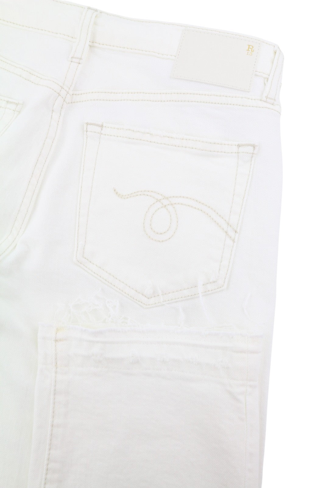 R13 Boy Straight Women Jeans 26 Aerin White Stretch Distress Cropped RRP720