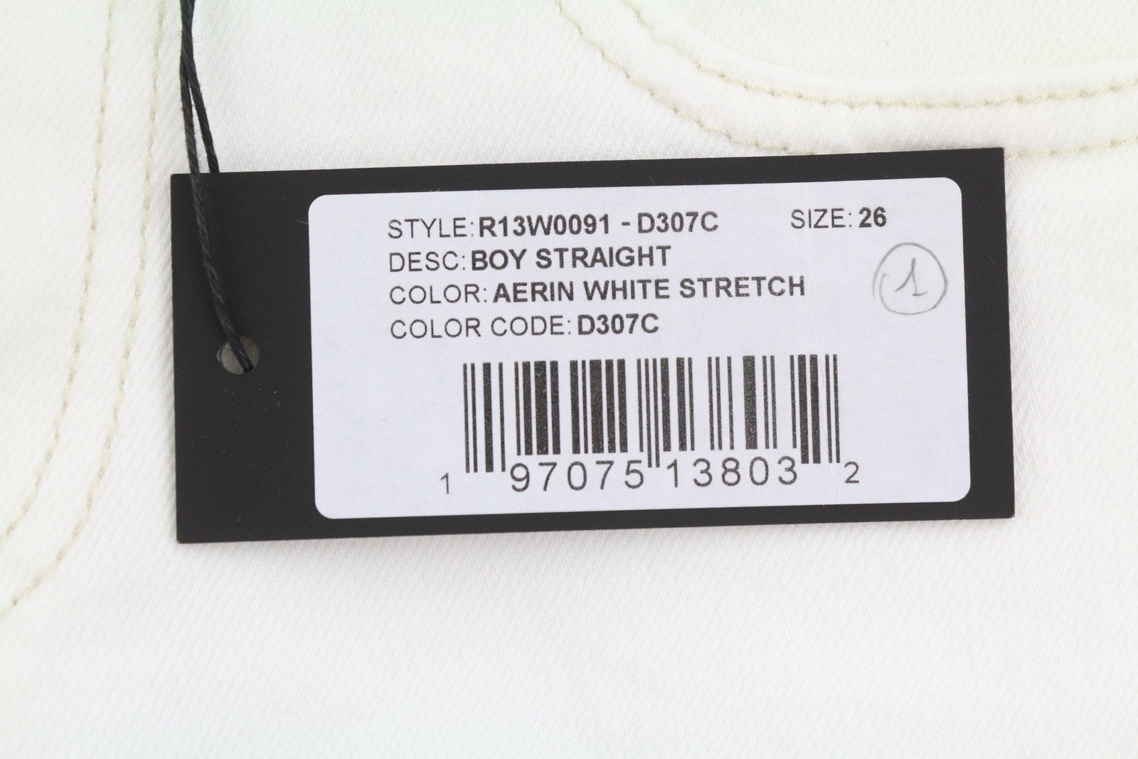 R13 Boy Straight Women Jeans 26 Aerin White Stretch Distress Cropped RRP720