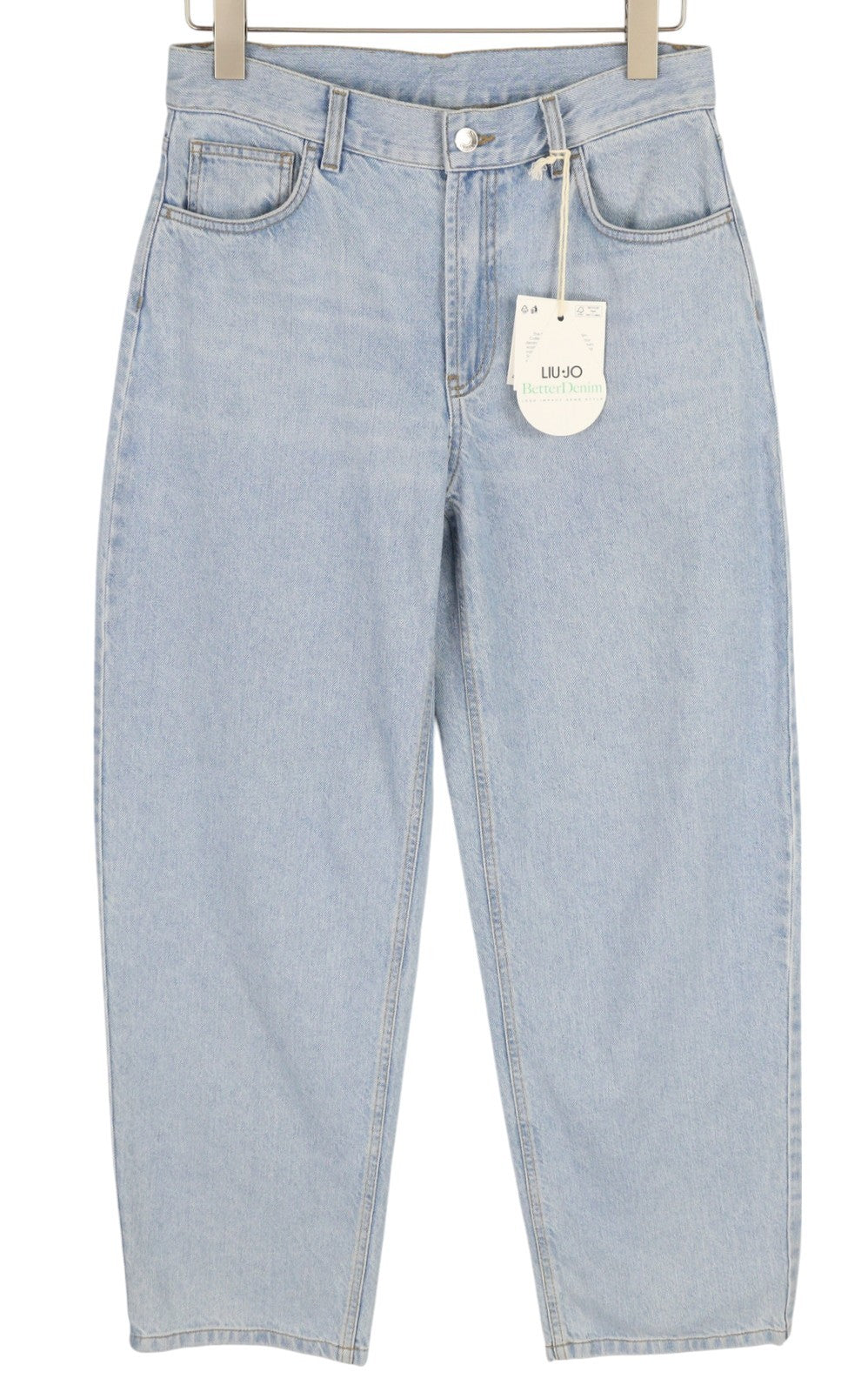 LIU JO Straight Cintino Women Jeans W28 Washed Blue Denim Zip Fly Logo