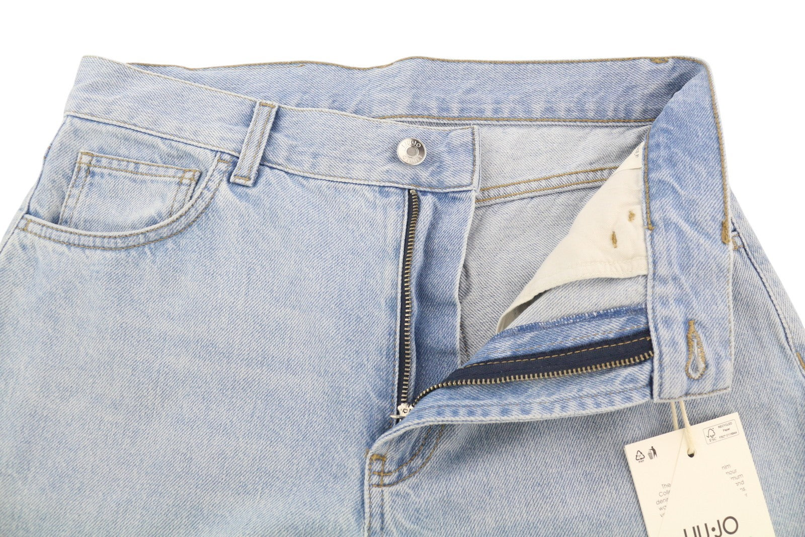 LIU JO Straight Cintino Women Jeans W28 Washed Blue Denim Zip Fly Logo