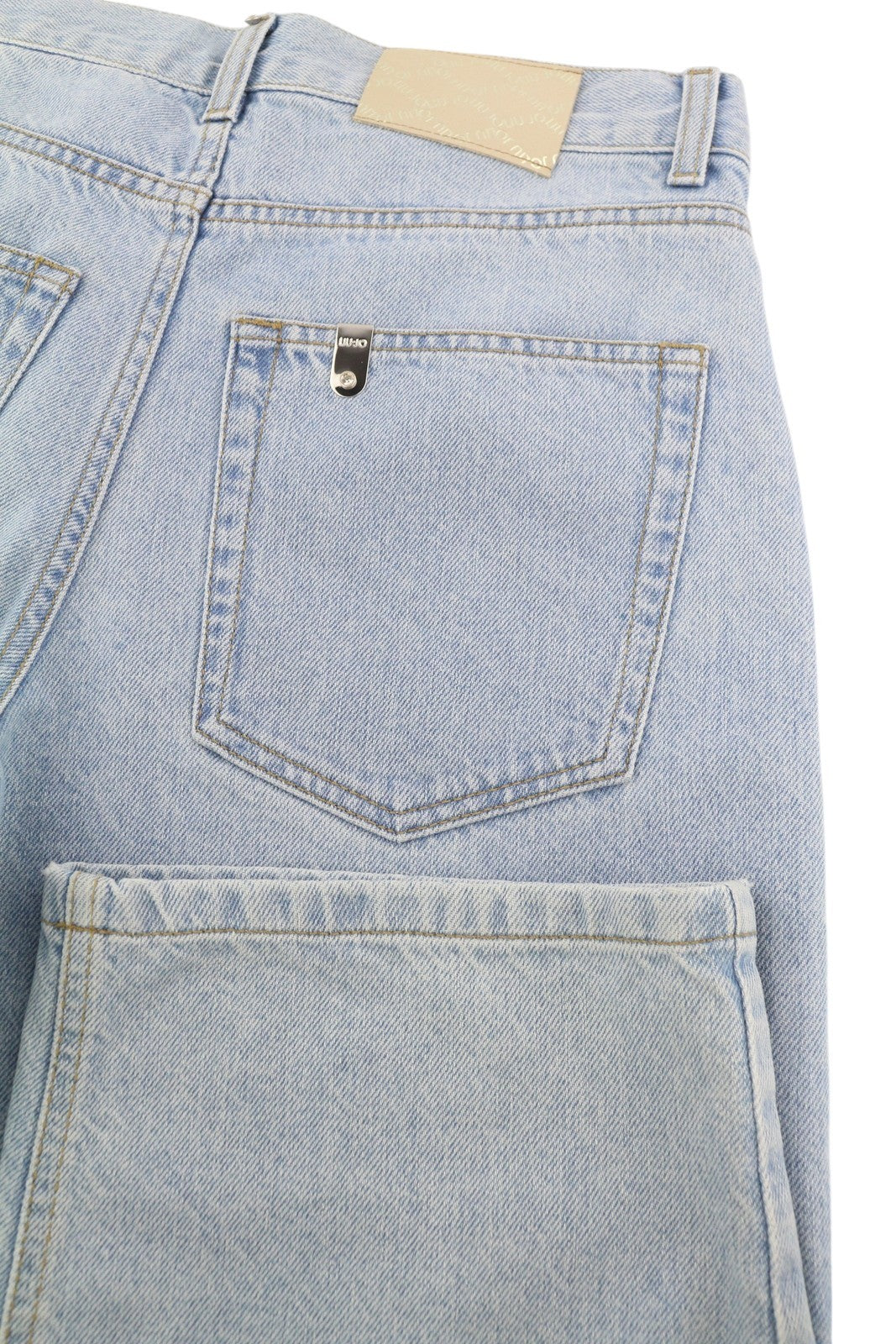 LIU JO Straight Cintino Women Jeans W28 Washed Blue Denim Zip Fly Logo