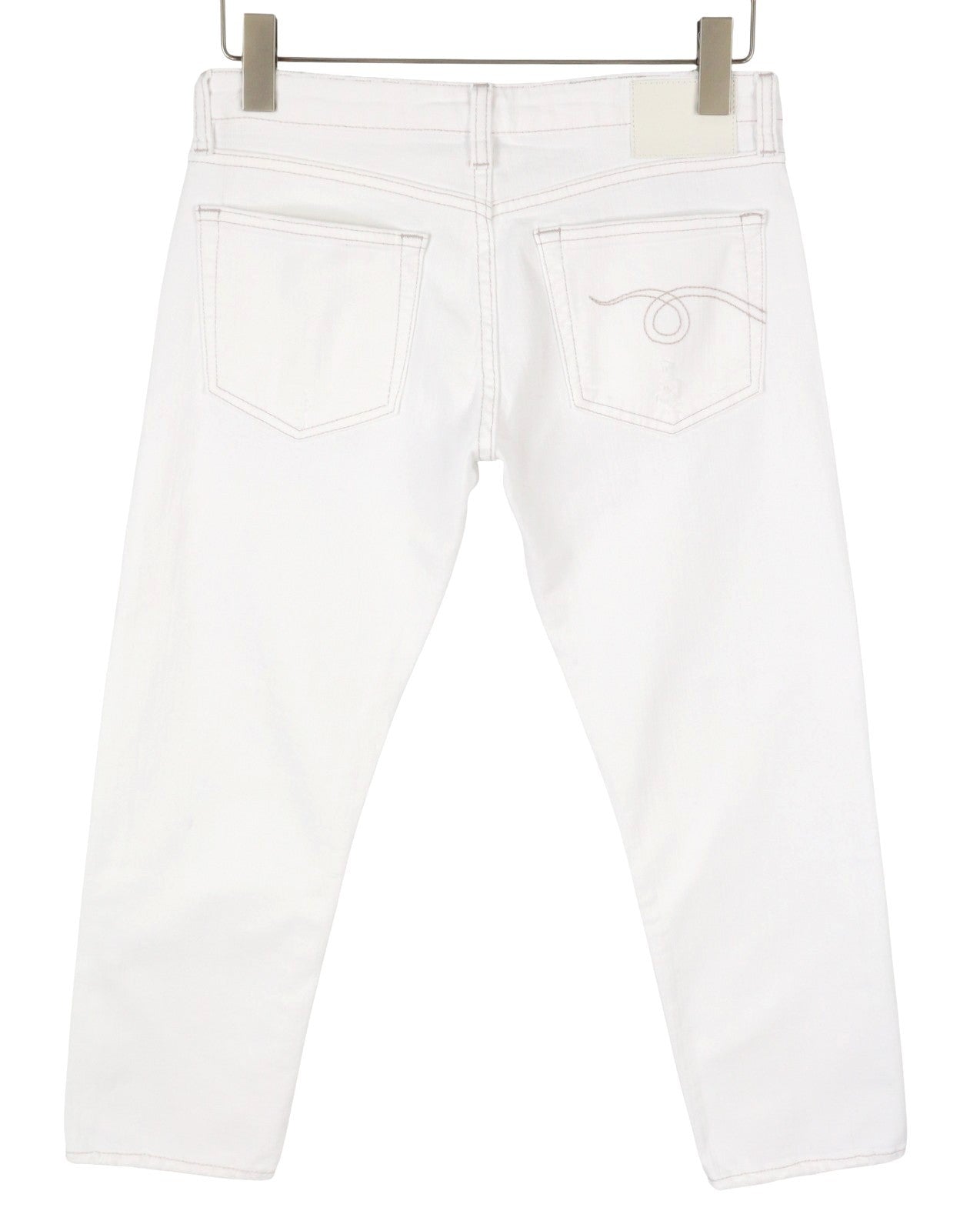 R13 Boy Straight Women Jeans 26 Bale White Cropped Ankle Zip Denim PS25 RRP499