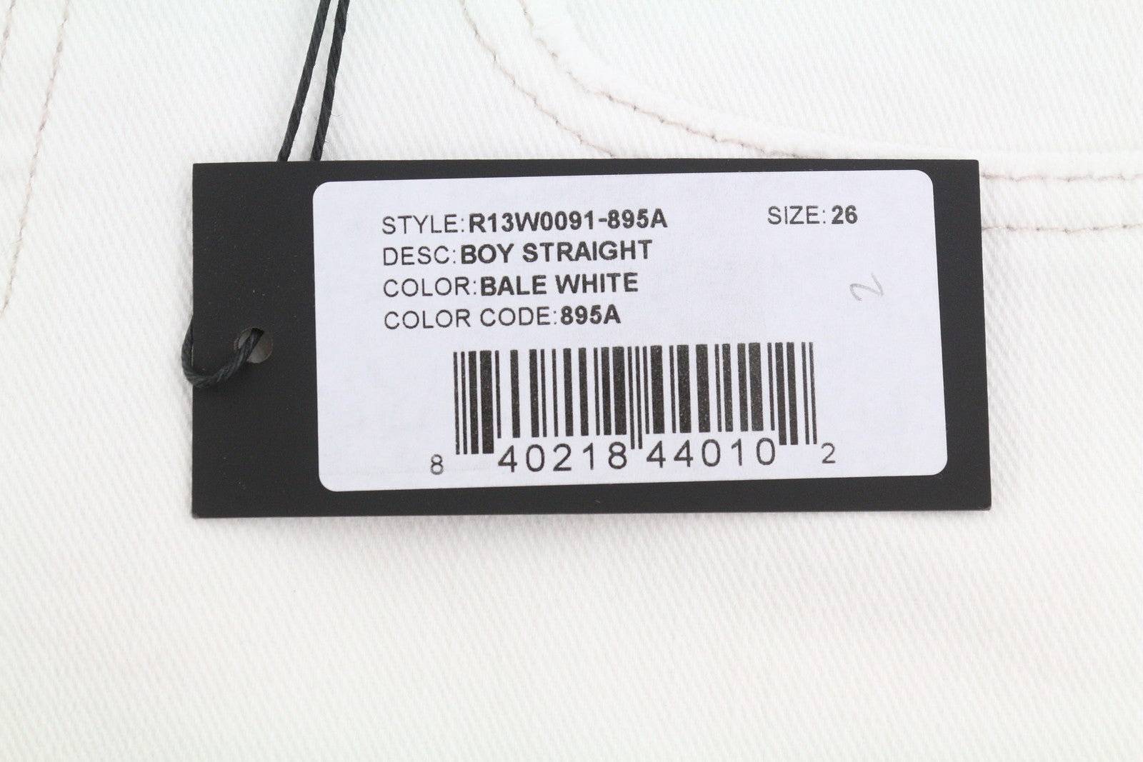 R13 Boy Straight Women Jeans 26 Bale White Cropped Ankle Zip Denim PS25 RRP499