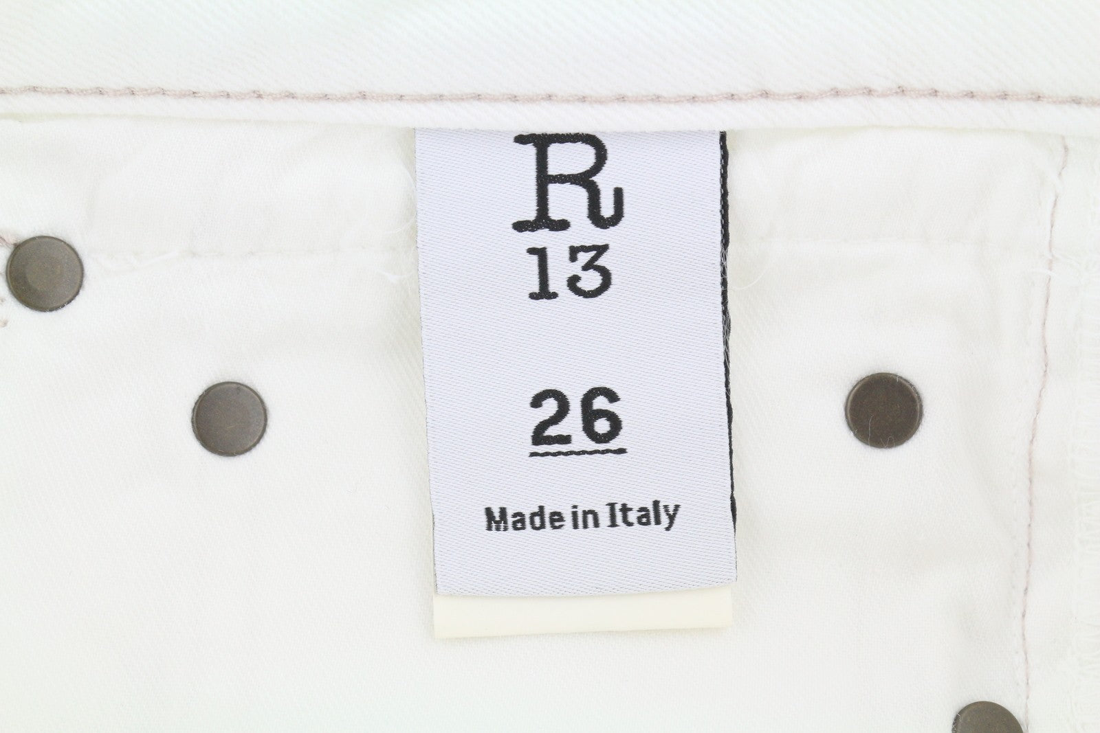 R13 Boy Straight Women Jeans 26 Bale White Cropped Ankle Zip Denim PS25 RRP499