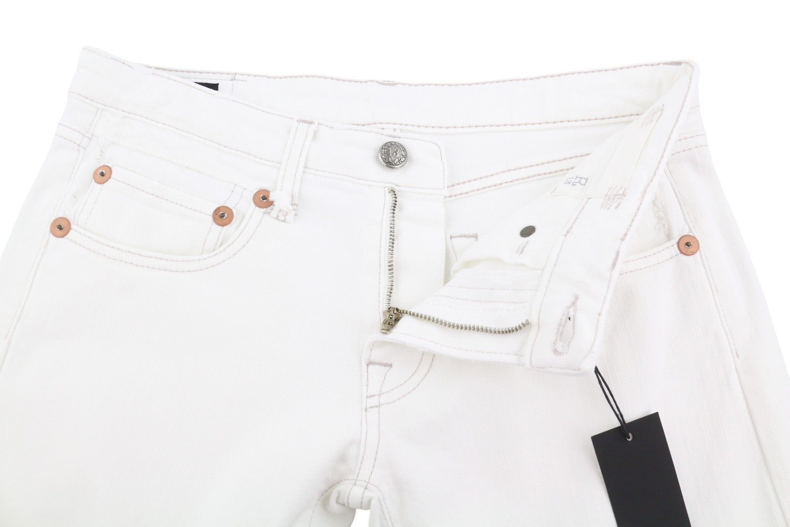 R13 Boy Straight Women Jeans 26 Bale White Cropped Ankle Denim PS25 RRP499