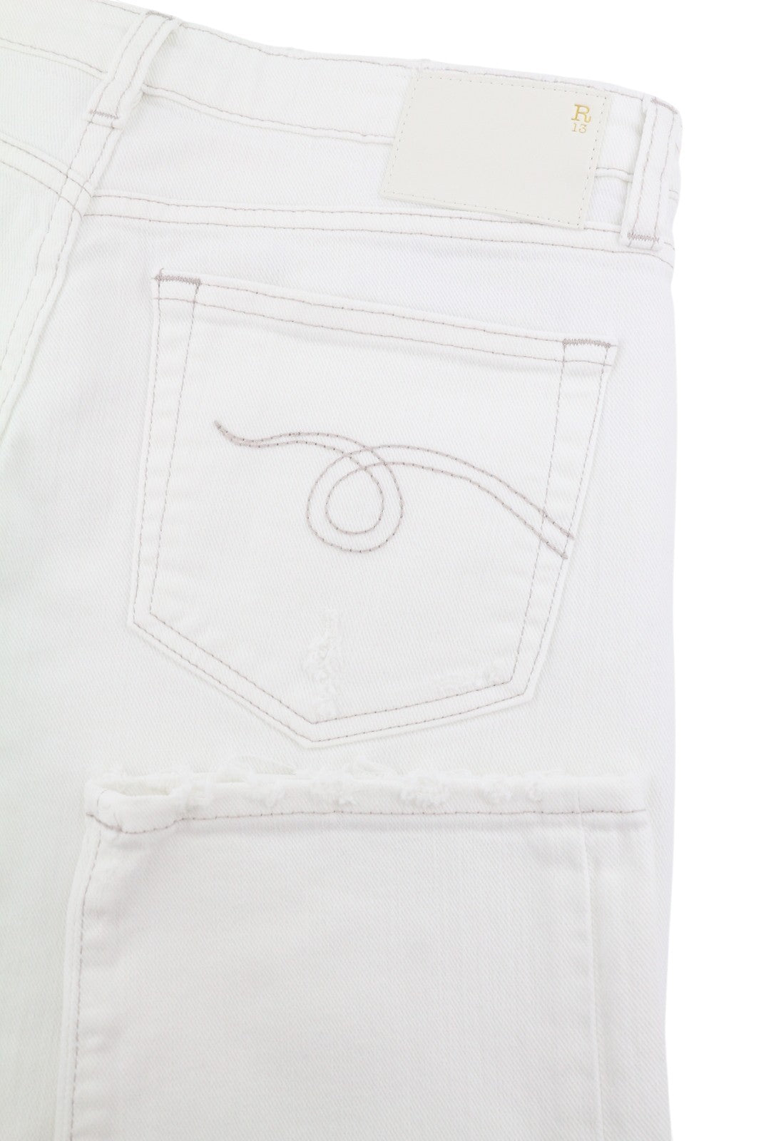 R13 Boy Straight Women Jeans 26 Bale White Cropped Ankle Denim PS25 RRP499