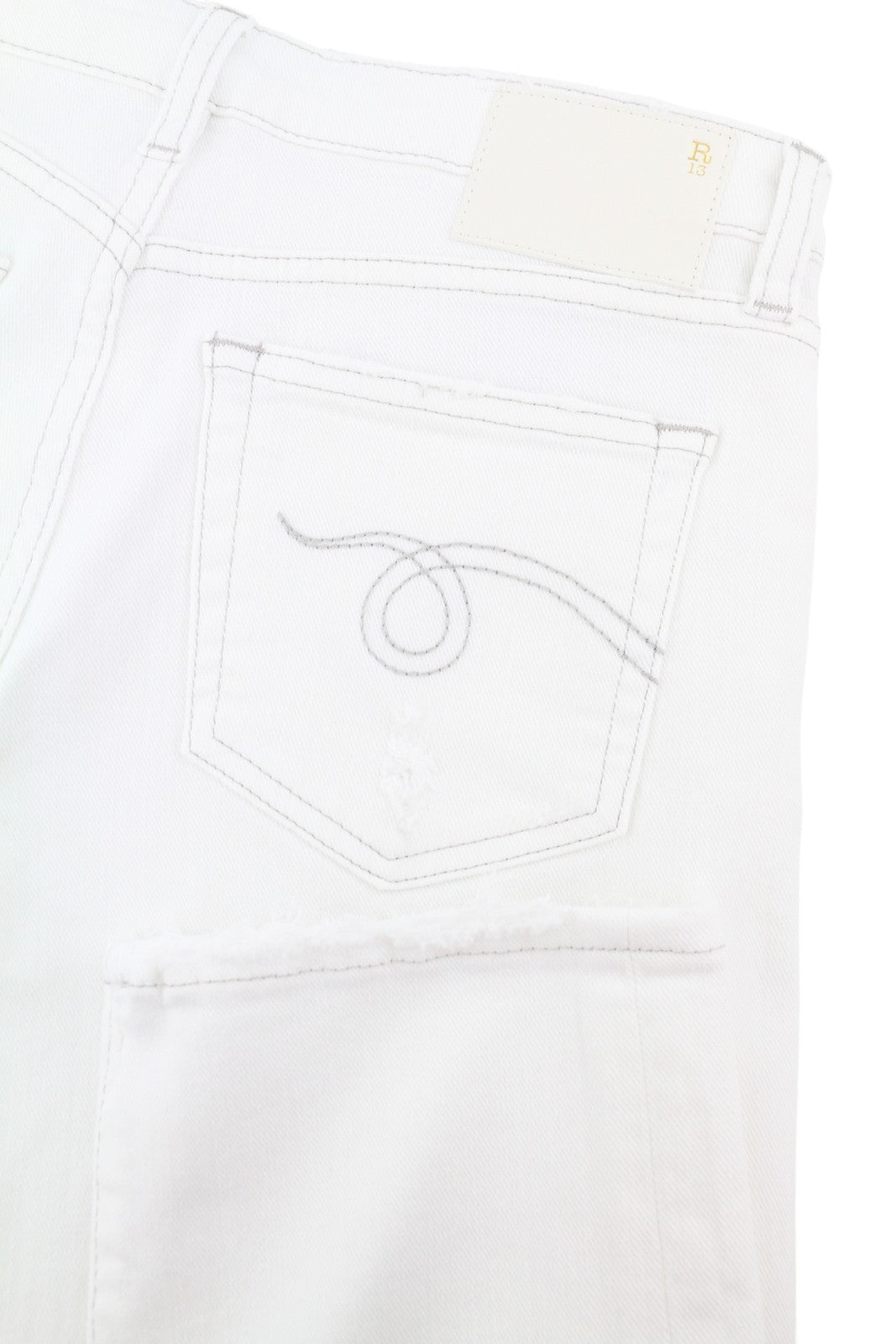 R13 Boy Straight Women Jeans 25 Bale White Cropped Ankle Denim PS25 RRP499