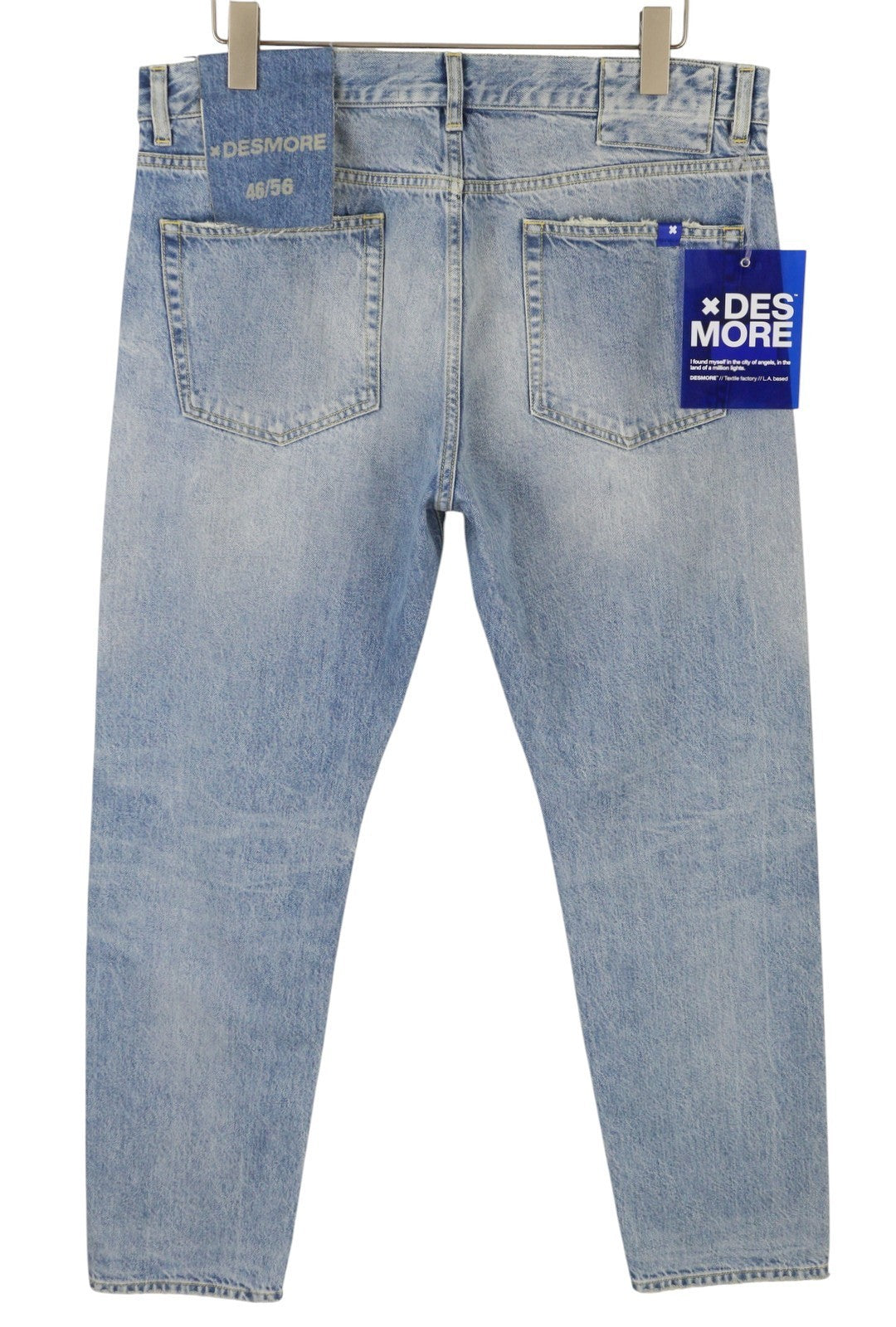 DESMORE 5 Tasche Alex Light Blue Men Jeans W36 Whiskers Faded Slim Button Fly