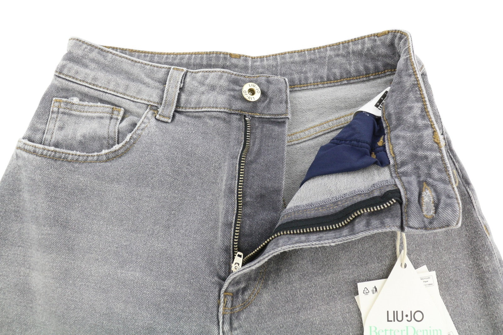 LIU JO Overdyed Women Jeans W28 High Waist Skinny Grey Washed Denim