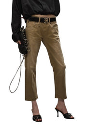 R13 Boy Straight Women Jeans 27 Pebble Stretch Faded Cropped Ankle Zip RRP699