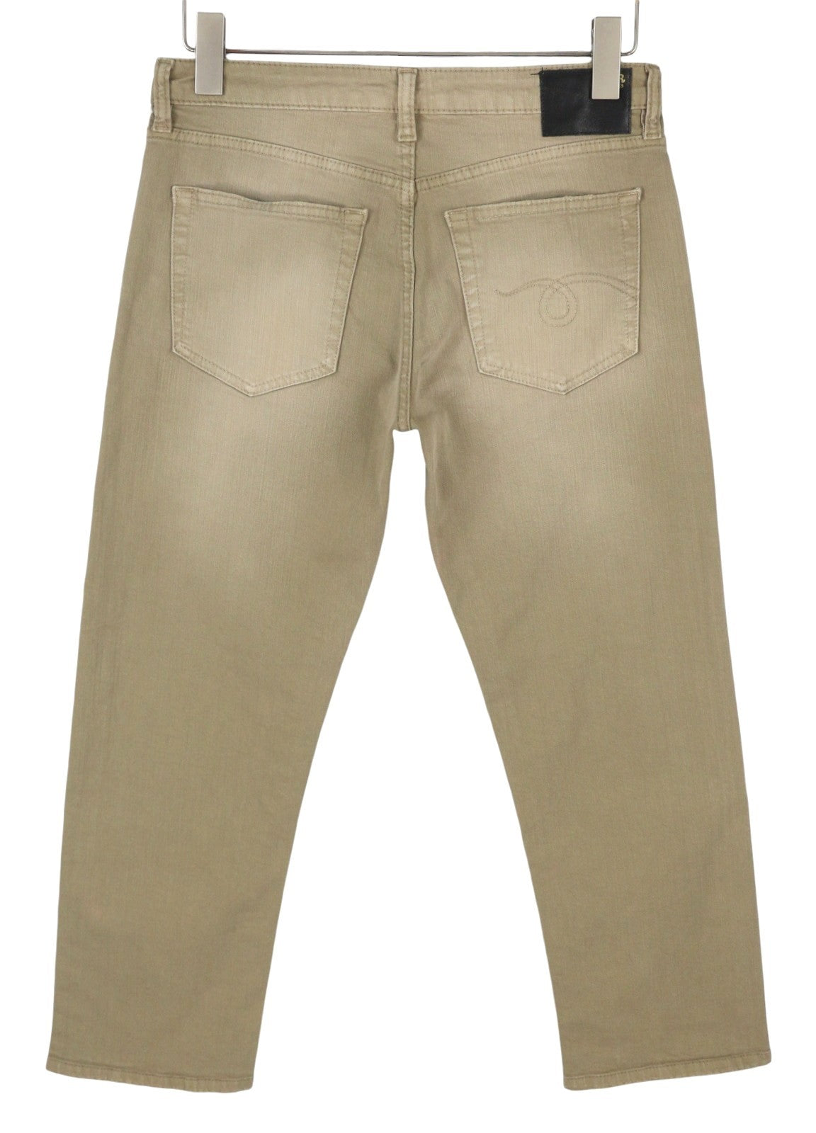 R13 Boy Straight Women Jeans 27 Pebble Stretch Faded Cropped Ankle Zip RRP699