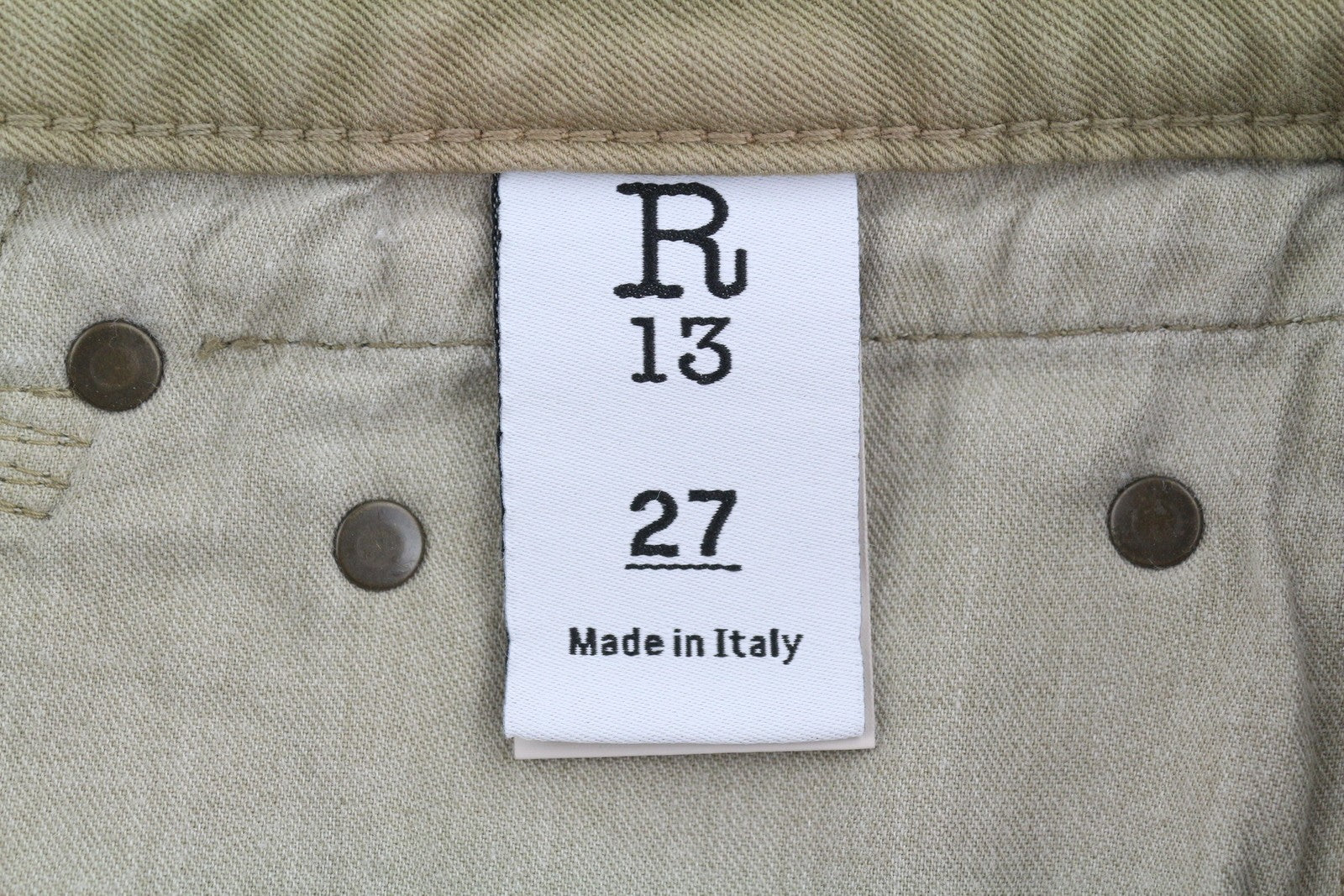 R13 Boy Straight Women Jeans 27 Pebble Stretch Faded Cropped Ankle Zip RRP699