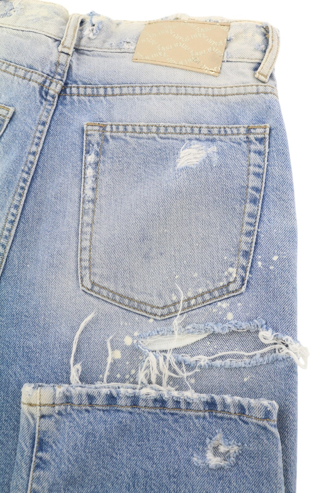 LIU JO Women Jeans W28 Ripped Painted Washed Blue Denim High Waist