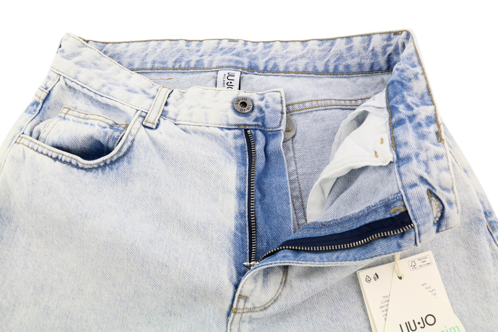 LIU JO Women Jeans W29 Slim High Waist Washed Blue Denim Pockets Zip