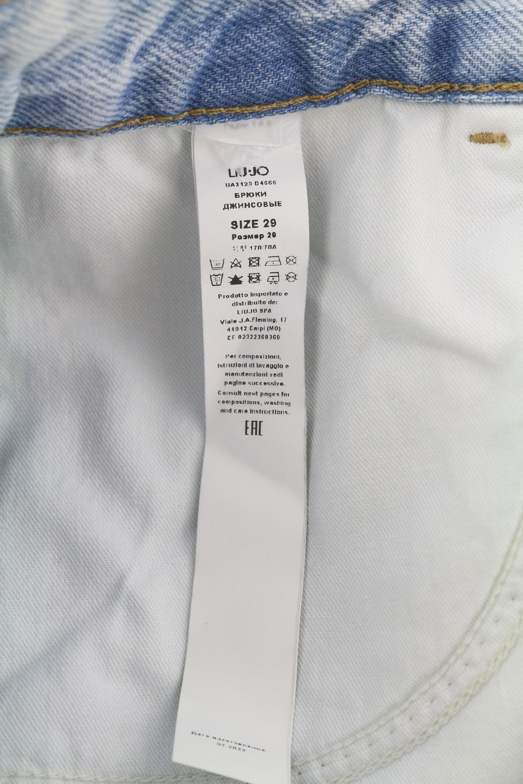 LIU JO Women Jeans W29 Slim High Waist Washed Blue Denim Pockets Zip