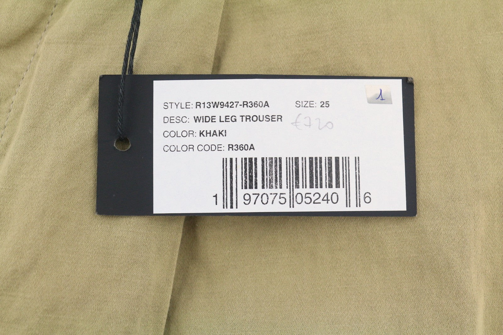 R13 Wide Leg Women Trousers 25 Khaki Linen Blend Pleated Button Fly RRP699