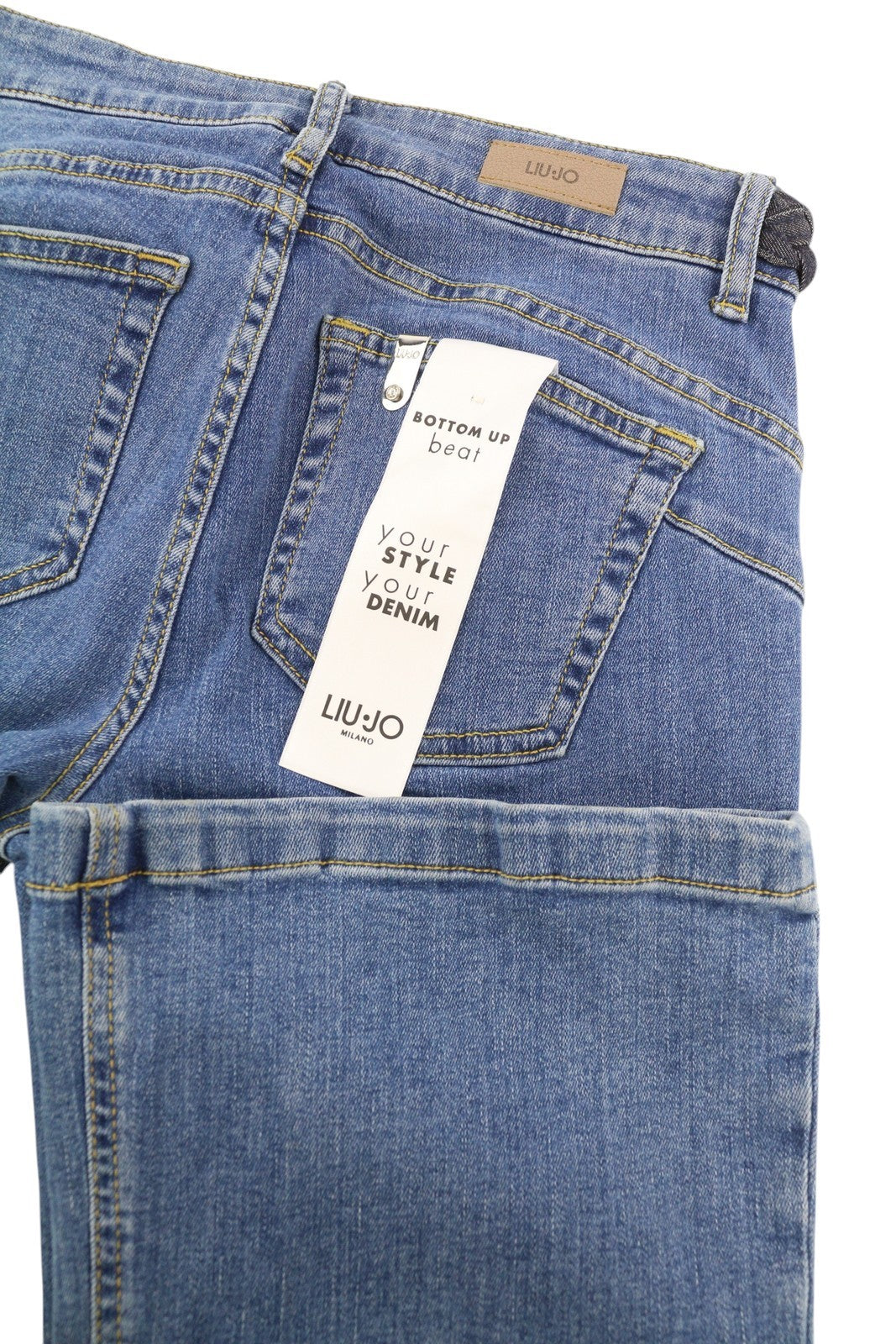 LIU JO Up Beat Women Jeans W28 Bottom Up Bootcut Blue Denim Zip Fly