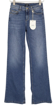 LIU JO Women Jeans W27 Bootcut Washed Denim Blue Casual Zip Pockets
