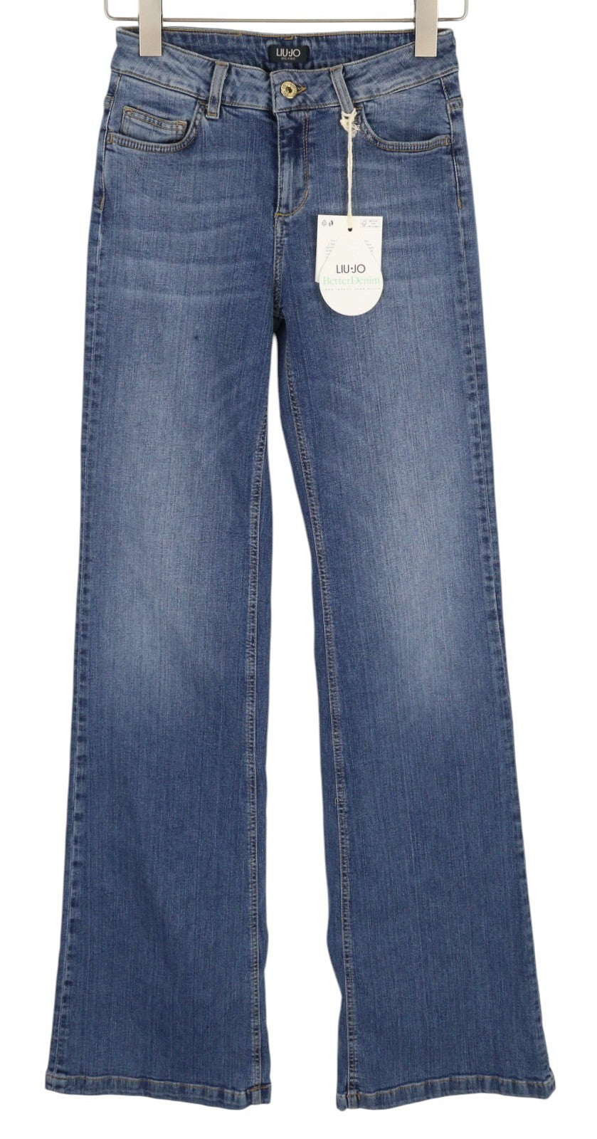 LIU JO Women Jeans W27 Bootcut Washed Denim Blue Casual Zip Pockets