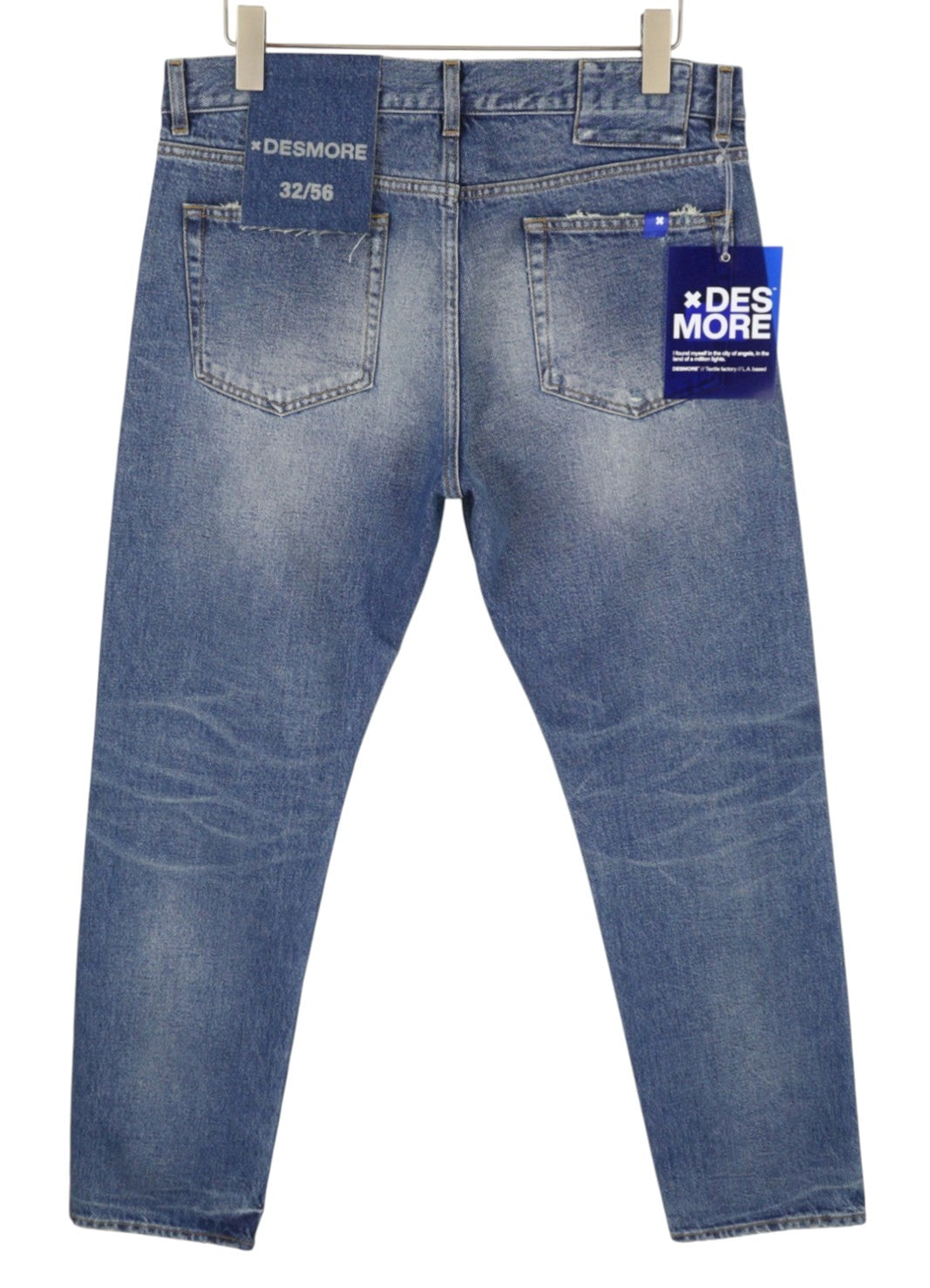 DESMORE 5 Tasche Alex Dark Blue Men Jeans W34 Whiskers Faded Slim Fit Button Fly