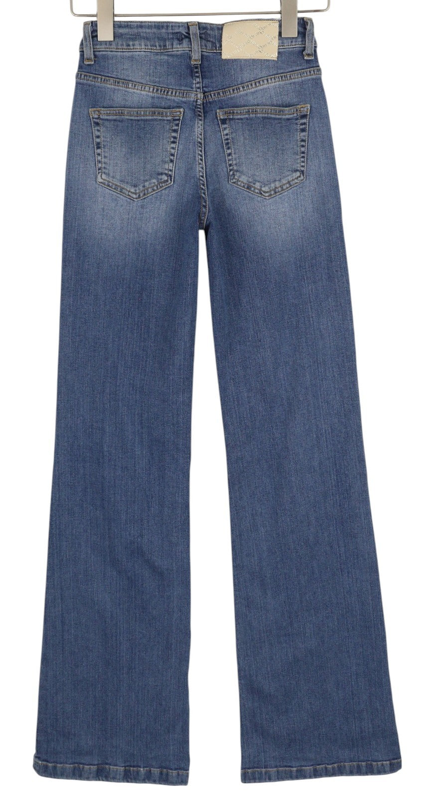 LIU JO Women Jeans W26 High Waist Bootcut Washed Denim Blue Logo