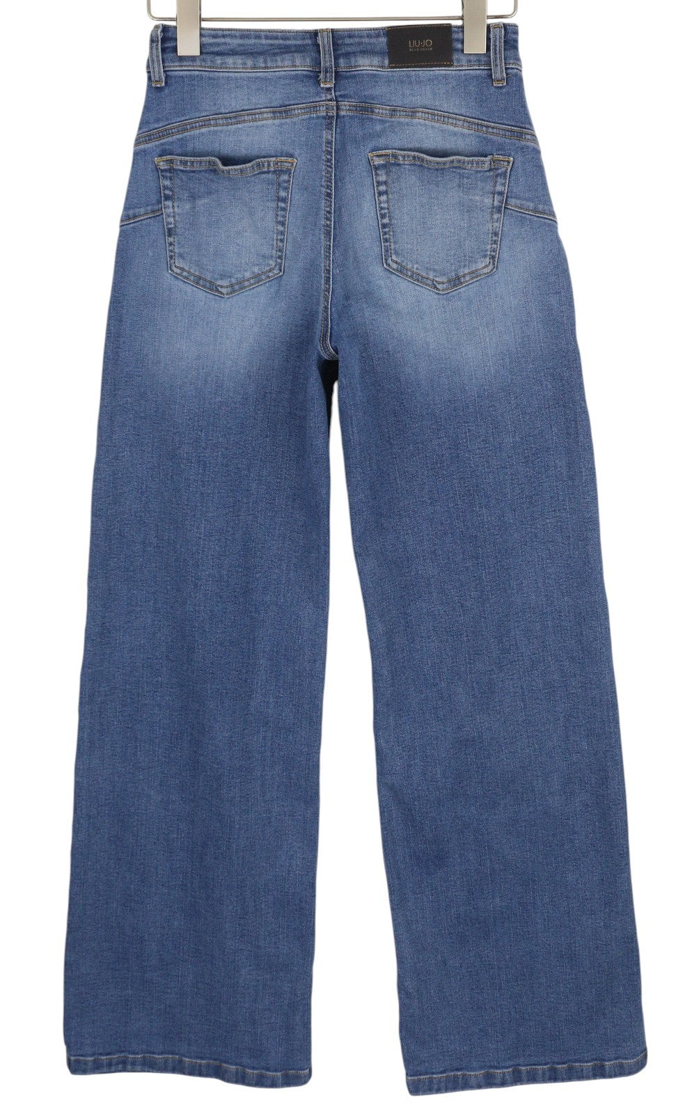 LIU JO Flare Pock Women Jeans W28 Wide Leg High Waist Blue Denim Logo