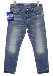 DESMORE 5 Tasche Alex Dark Blue Men Jeans W32 Whiskers Faded Slim Fit Button Fly