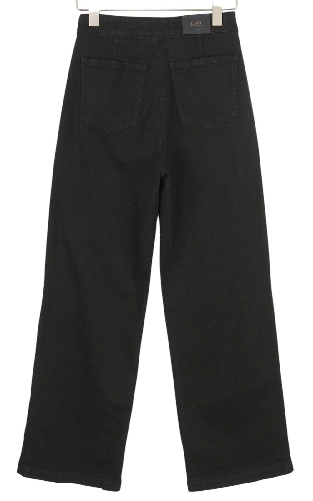 LIU JO Lungo Women Jeans W28 Wide Leg High Waist Black Denim Zip Fly