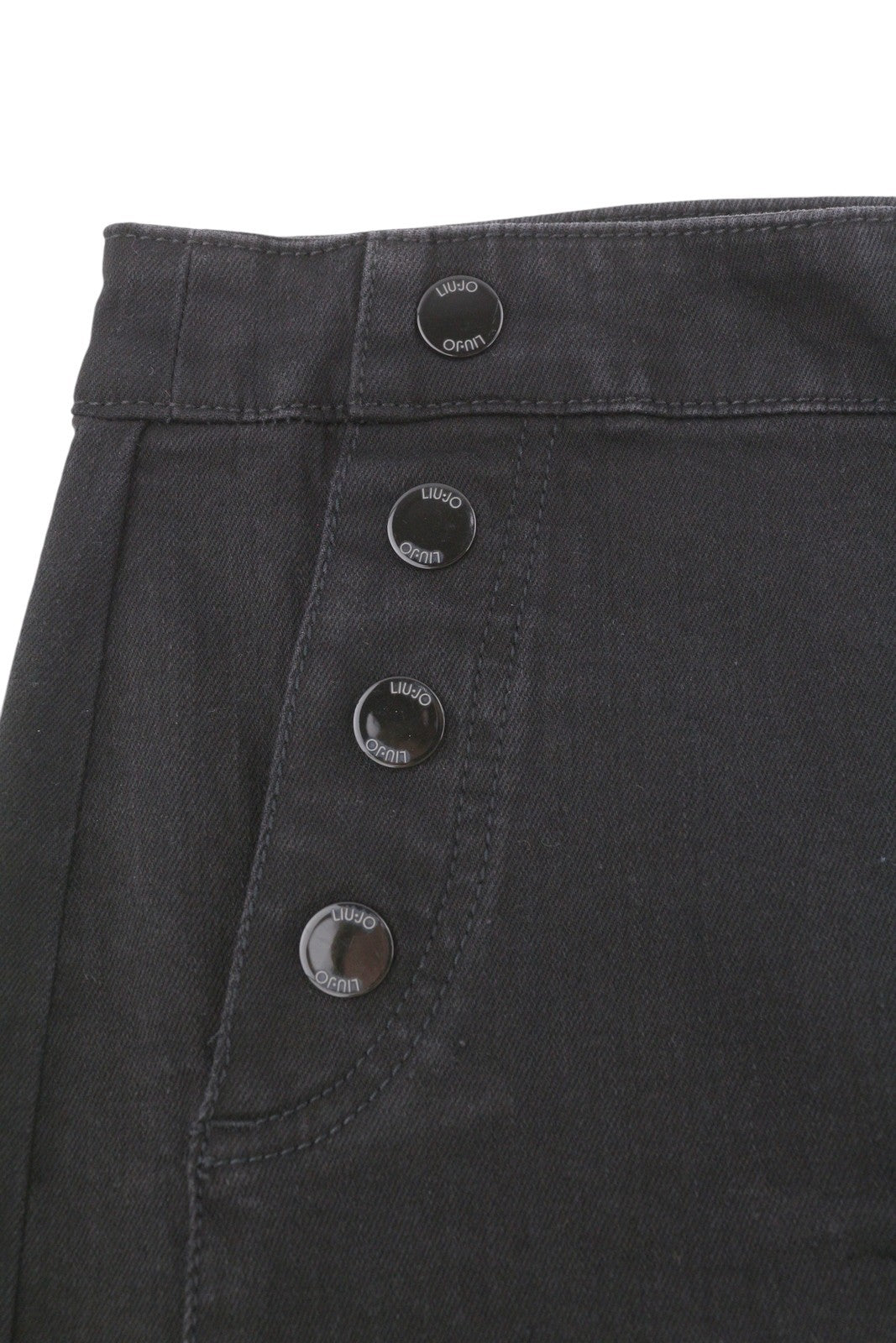 LIU JO Lungo Women Jeans W28 Wide Leg High Waist Black Denim Zip Fly