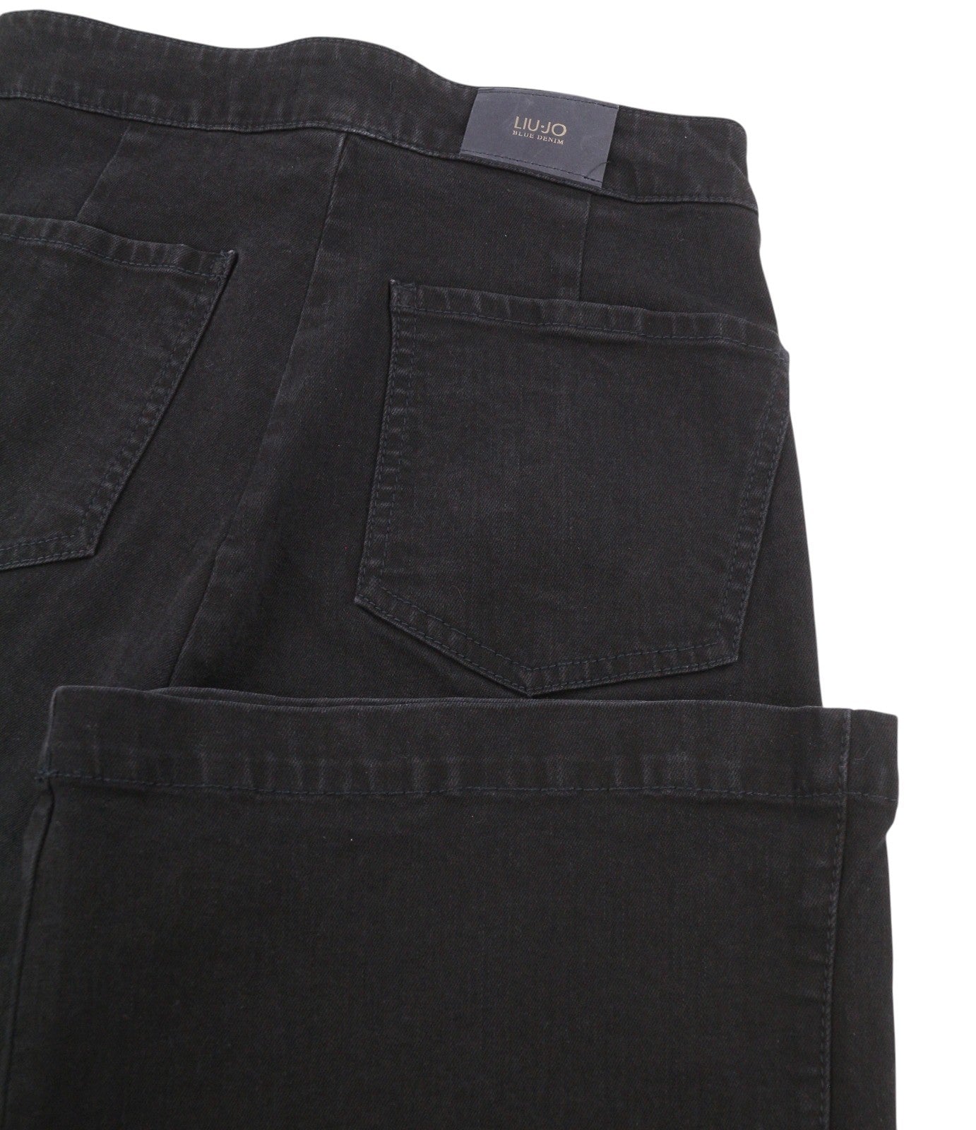 LIU JO Women Jeans W28 Wide Leg High Waist Black Denim Zip Closure