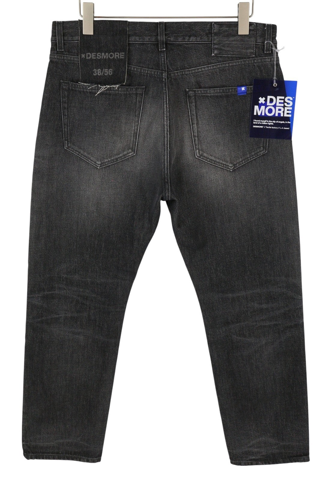 DESMORE 5 Tasche Co Black Men Jeans W36 Whiskers Faded Slim Fit Button Fly