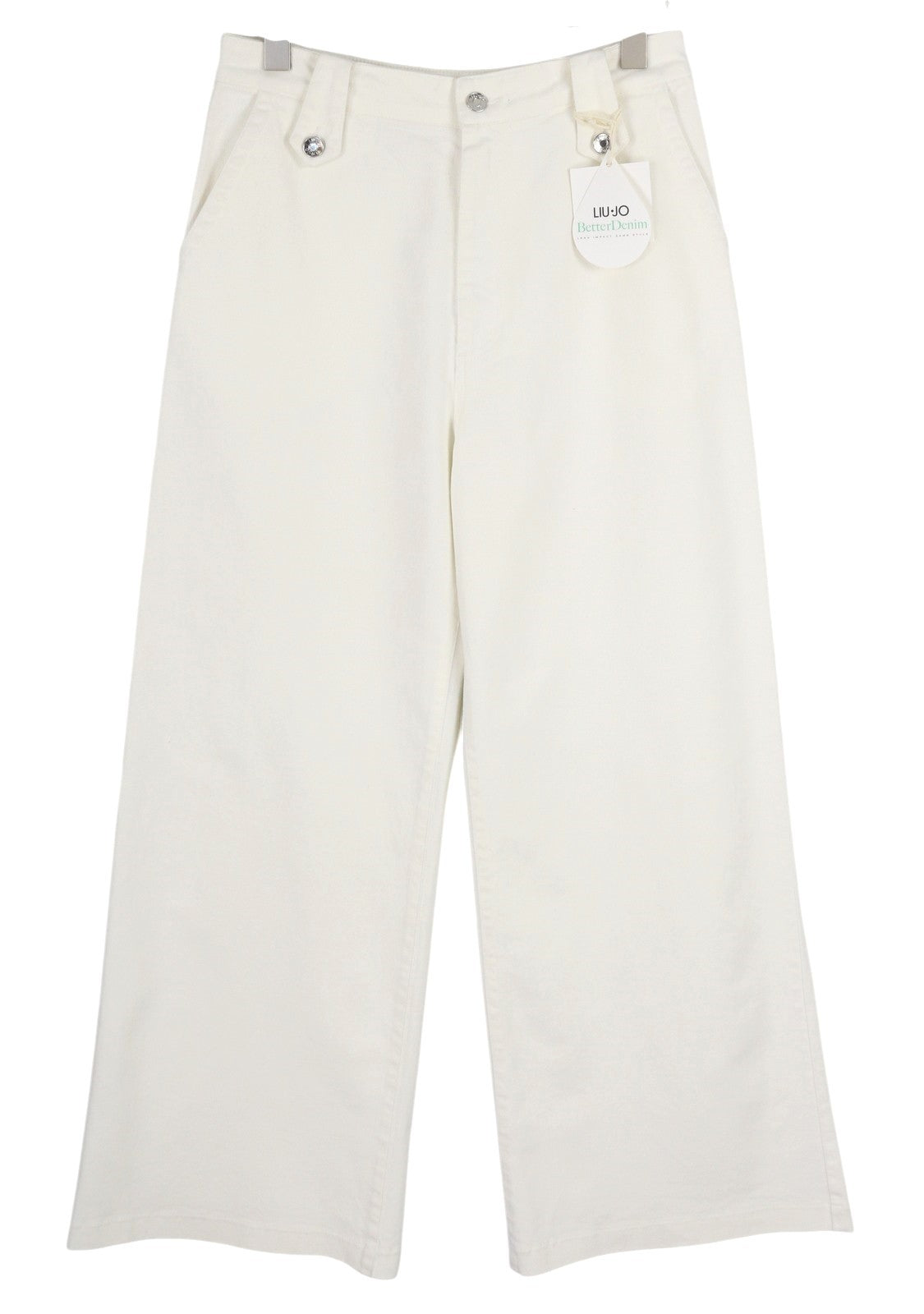 LIU JO Flare Frog Women Jeans W28 Wide Leg Light White Denim High Waist