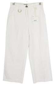 LIU JO Women Jeans W28 Straight Blue Light White Denim Zip Fly Logo