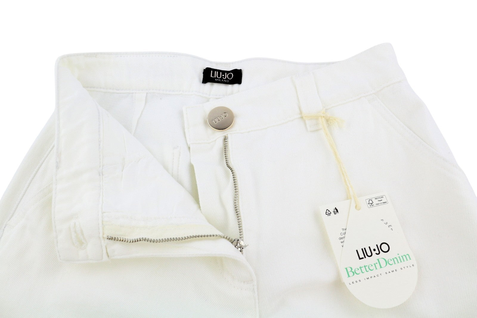 LIU JO Women Jeans W28 Straight Blue Light White Denim Zip Fly Logo