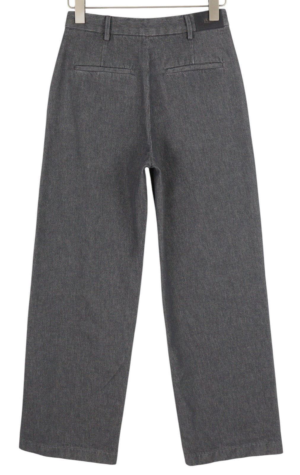 LIU JO Women Jeans W27 Wide Leg Dark Grey Denim High Waist Zip Pockets