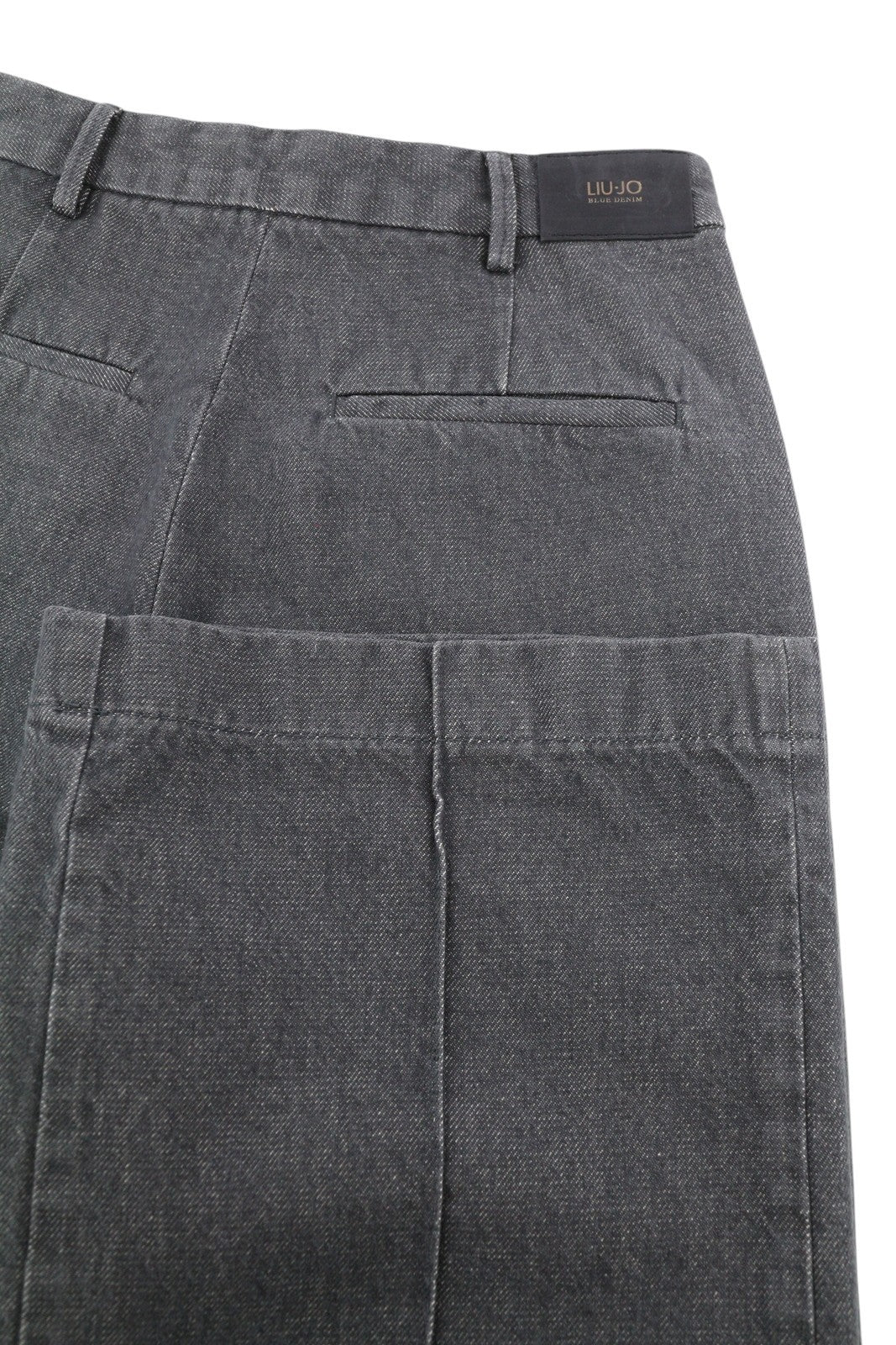 LIU JO Women Jeans W27 Wide Leg Dark Grey Denim High Waist Zip Pockets