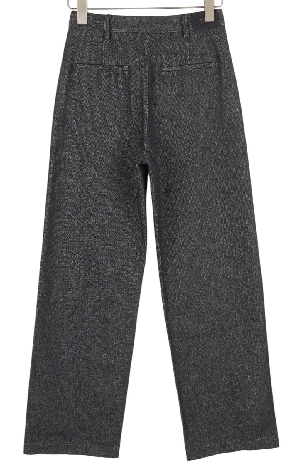 LIU JO Women Jeans W26 Wide Leg Dark Grey Denim High Waist Zip Pockets