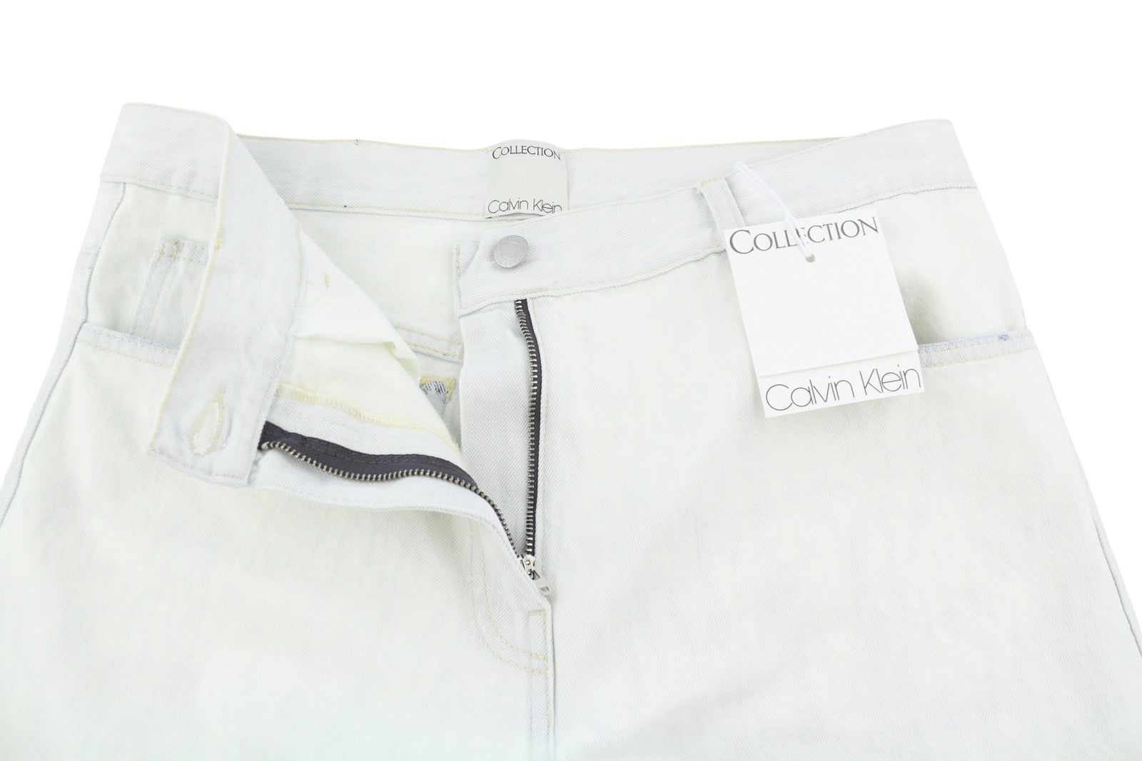 CALVIN KLEIN COLLECTION Women Jeans W29/L32 White Faded Relaxed Straight Denim