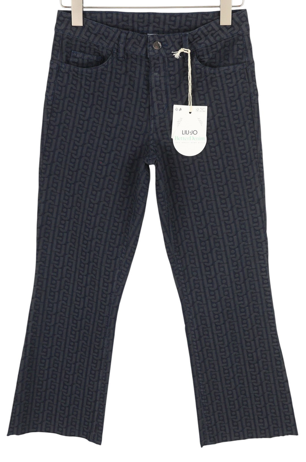 LIU JO Princess Women Jeans W28 Wide Leg Patterned Dark Denim Zip Fly