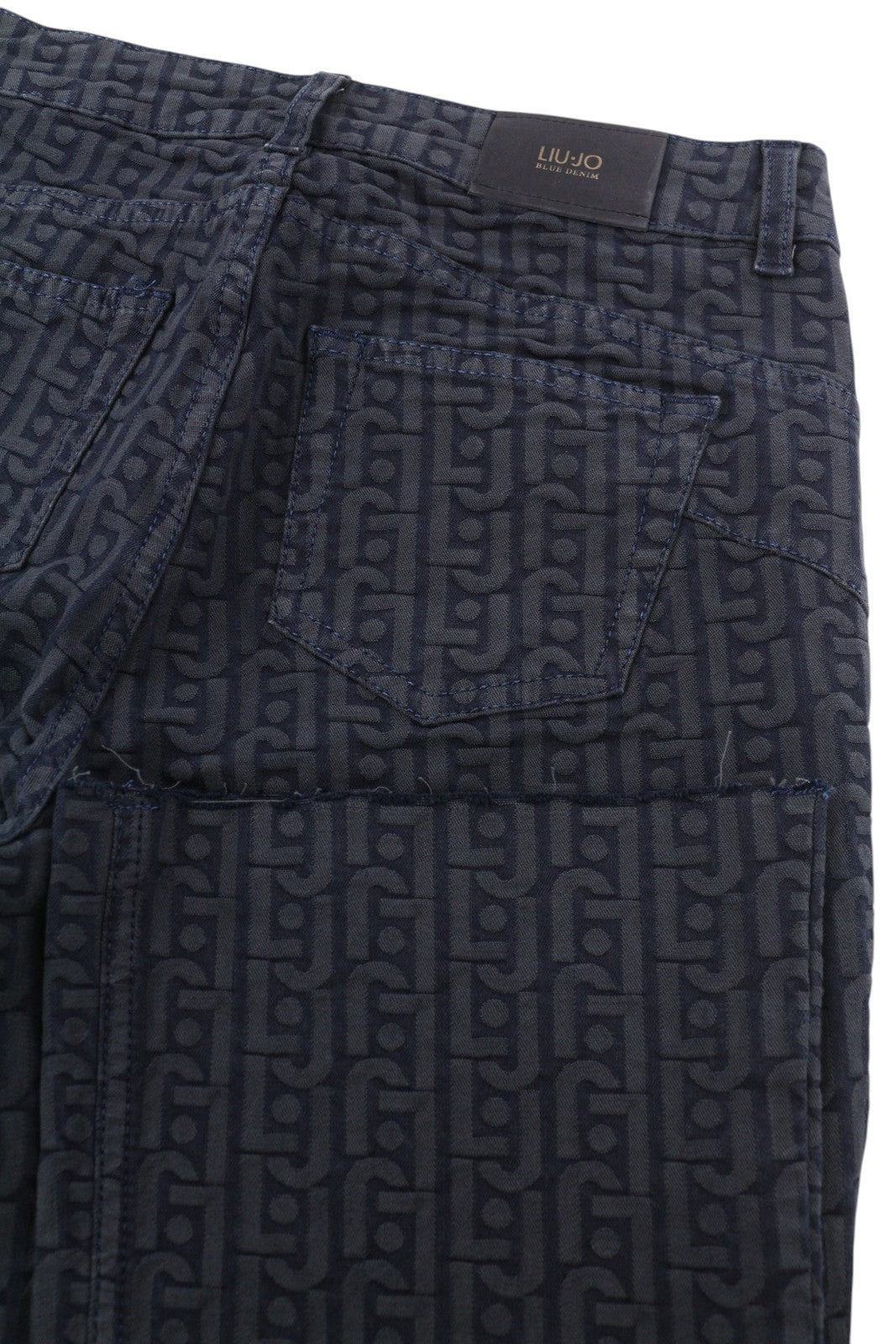 LIU JO Princess Women Jeans W28 Wide Leg Patterned Dark Denim Zip Fly