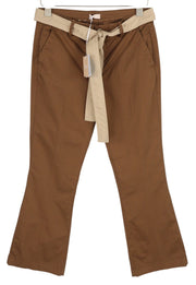 LIU JO Up Glam Women Trousers W28 Bootcut Brown Belted Ankle Length