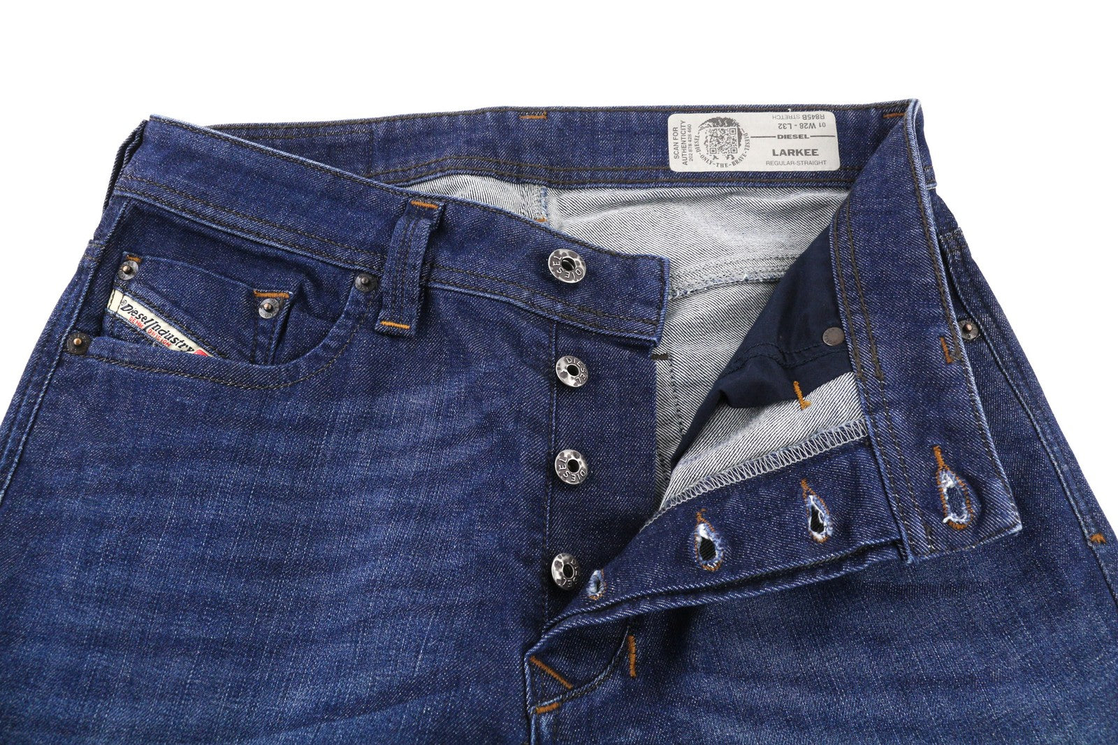 DIESEL Larkee R845B Men's Jeans W28/L32 Straight Stretch Blue Button Fly