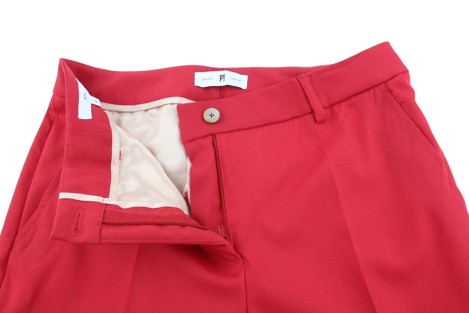 PT TORINO Jaine Women's Trousers 40 W27 Red Bootcut Zip Fly Cropped Look RRP249