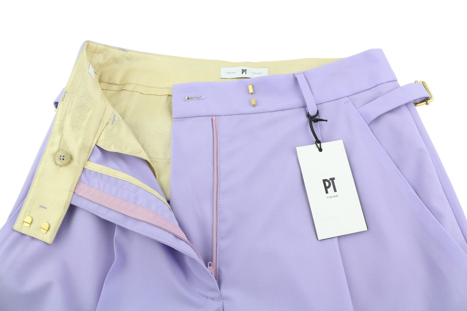 PT TORINO Isabel Women's Trousers 42 W27 Purple Wool Blend Fleece Flare RRP350