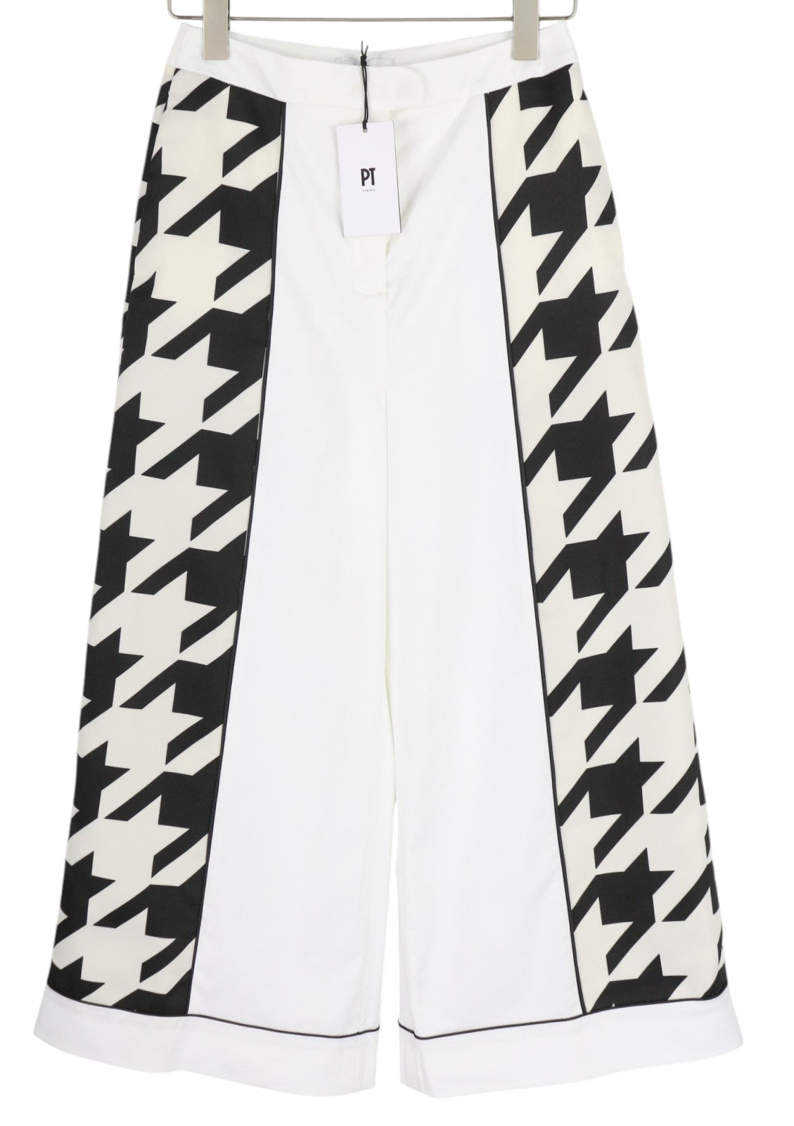 PT TORINO Mia Women's Trousers 42 W26 White Patterned Flared Zip Ankle