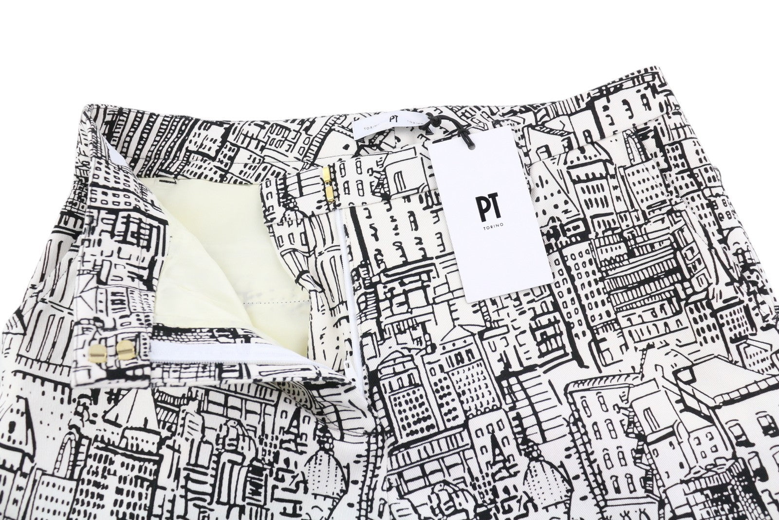 PT TORINO Jaine Women's Trousers 46 W32 City Print Bootcut Mid Ankle RRP249